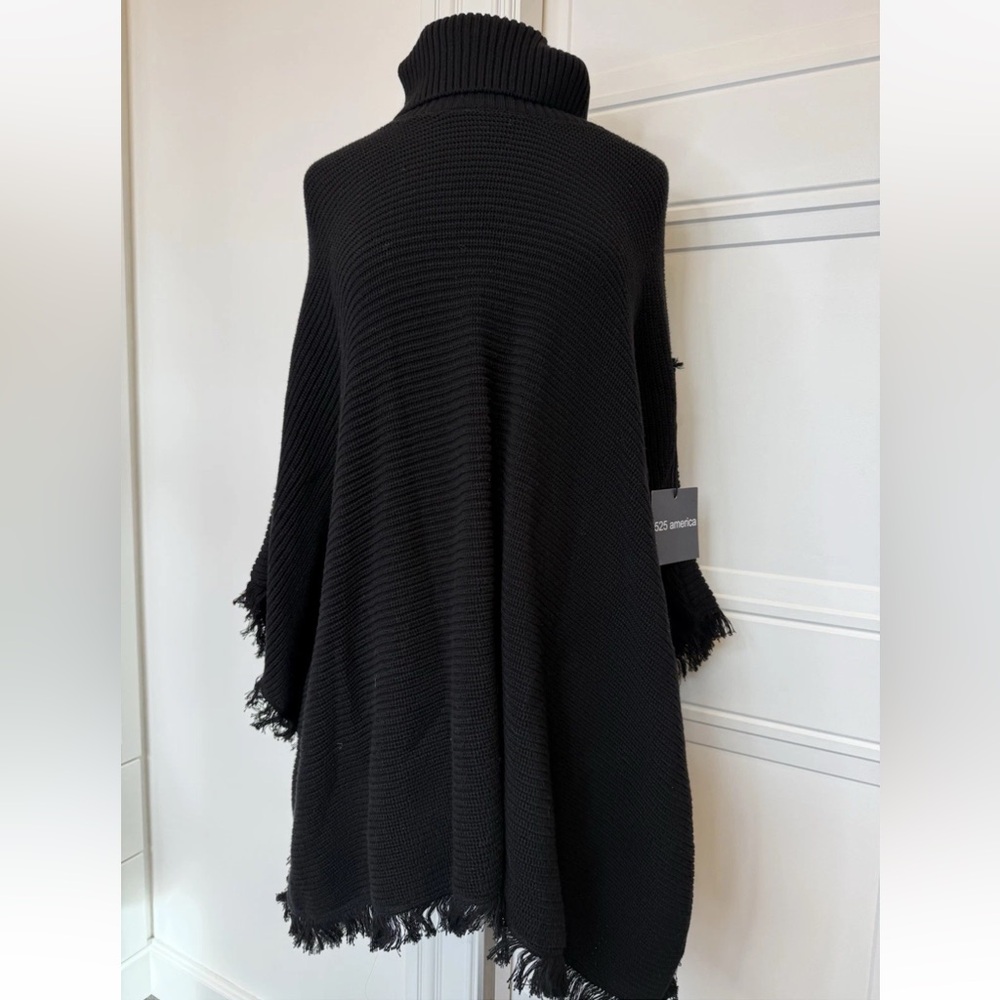 Y2K NWT 525 AMERICAN KNIT PONCHO BLACK SIZE M/L  AMERICANA COTTON